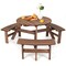 6-Person Fir Wood Picnic Table Set Dark Brown Umbrella Hole Outdoor Furniture